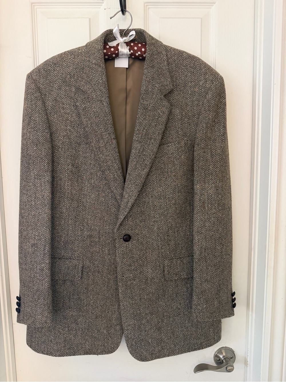 Brand New- Men’s Brown Herringbone Wool Blazer - Single-Breasted Sport Co